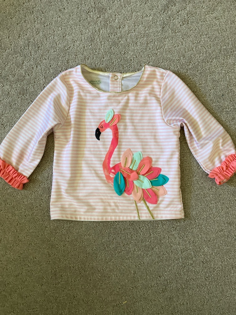 MUD PIE pink flamingo swim rash guard, 3T.
